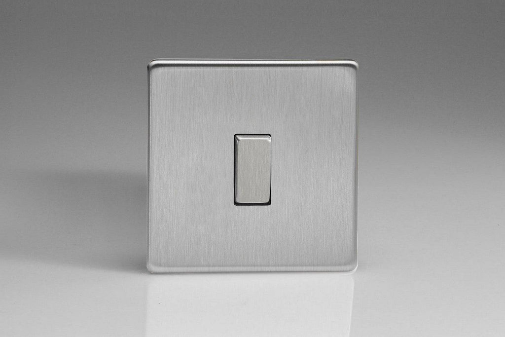 Varilight Screwless Brushed Steel 1 Way Retractive Momentary Switch XDSBP1S - The Switch Depot