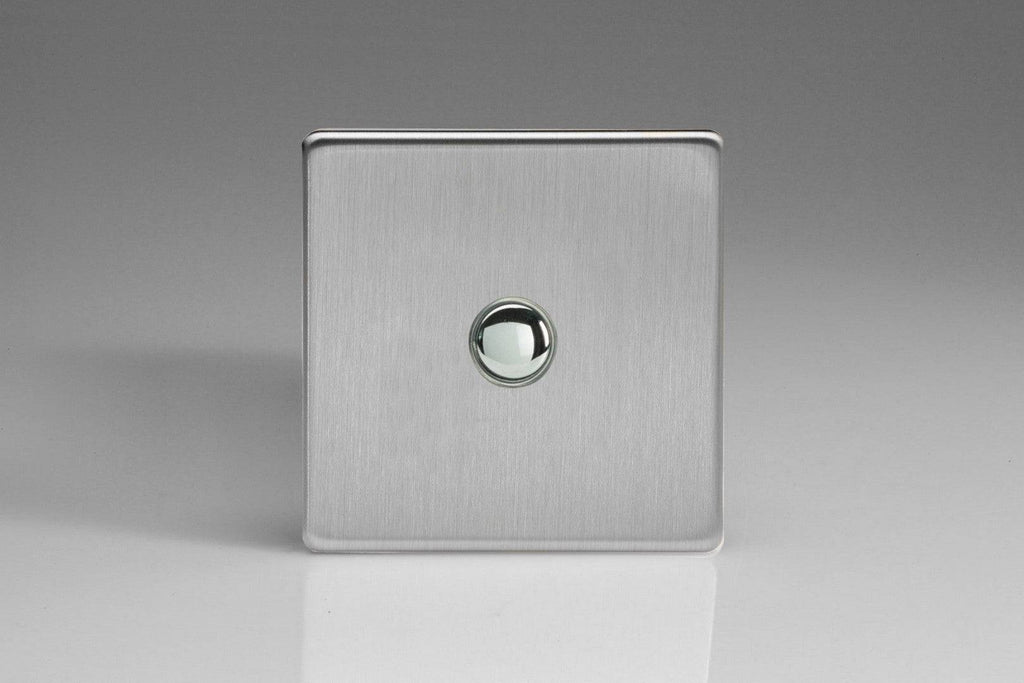 Varilight Screwless Brushed Steel 1G Momentary Switch XDSM1S - The Switch Depot