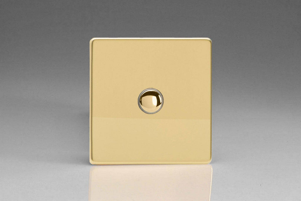 Varilight Screwless Polished Brass 1G Momentary Switch XDVM1S - The Switch Depot
