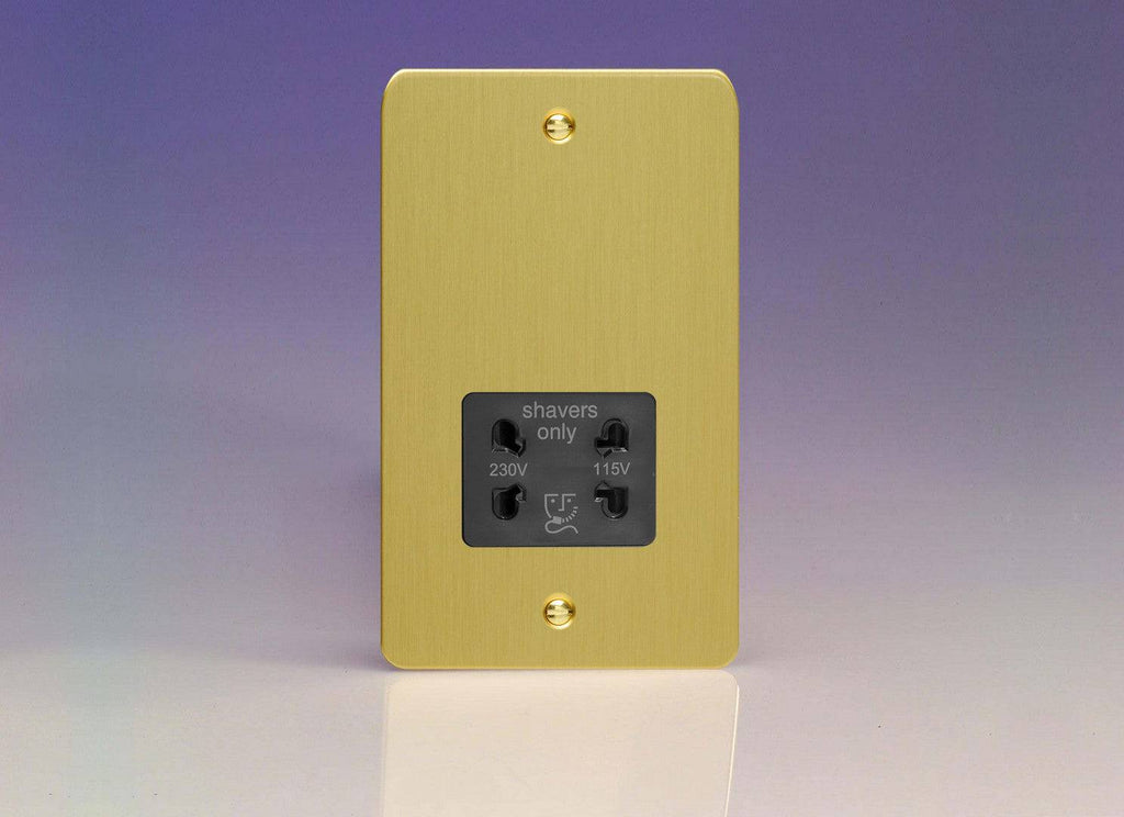 Varilight Ultraflat Brushed Brass Shaver Socket XFBSSB - The Switch Depot