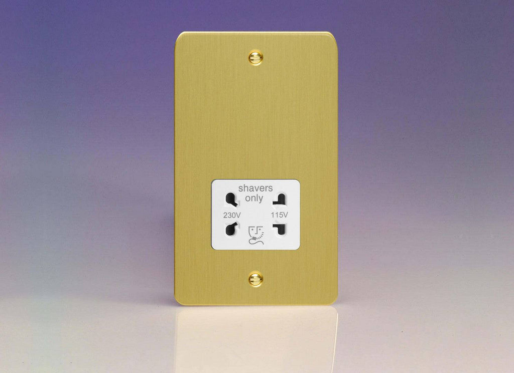 Varilight Ultraflat Brushed Brass Shaver Socket XFBSSW - The Switch Depot