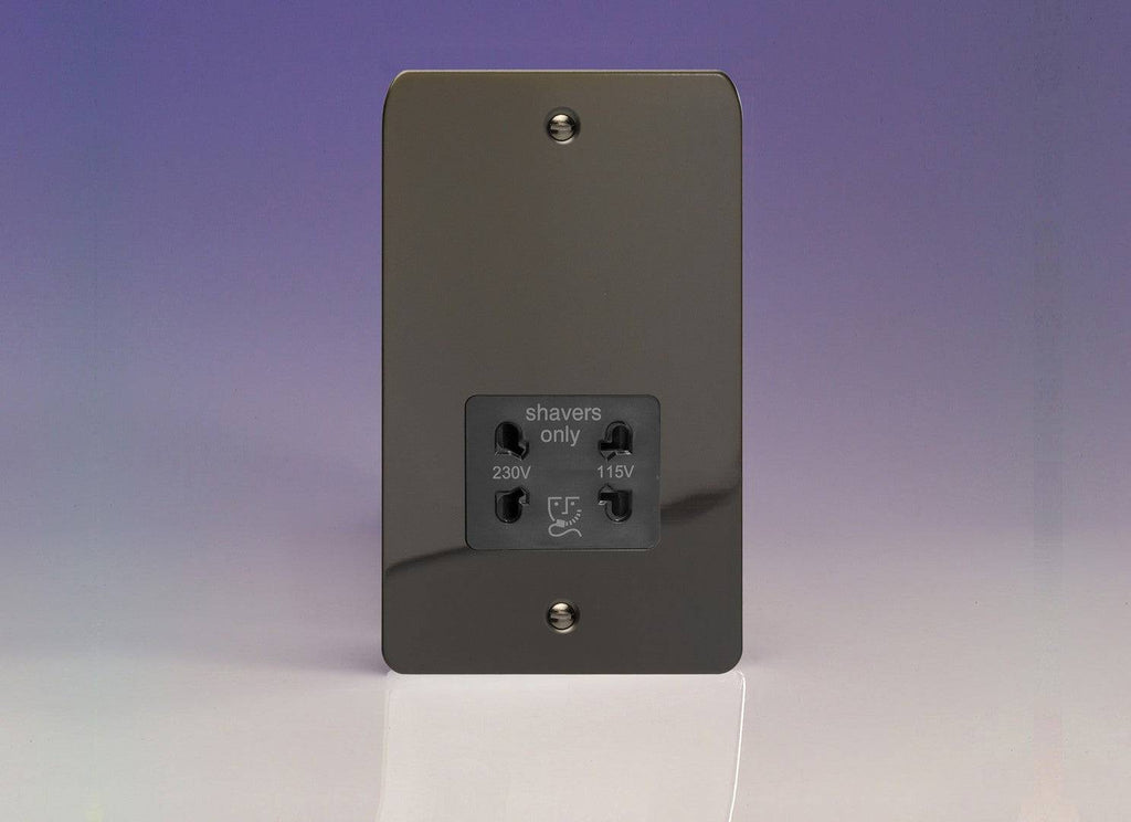 Varilight Ultraflat Iridium Black Shaver Socket XFISSB - The Switch Depot