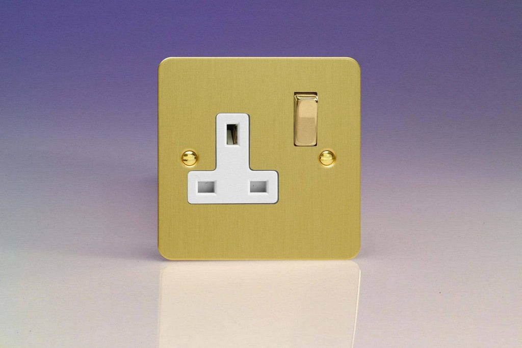 Varilight Ultraflat Brushed Brass Single Socket XFB4DW - The Switch Depot