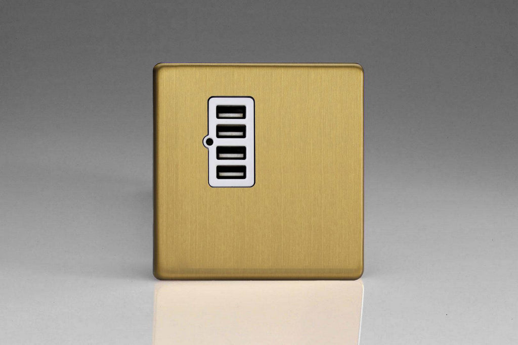 Varilight Screwless Brushed Brass Quadruple USB Charger XDBU4WS - The Switch Depot