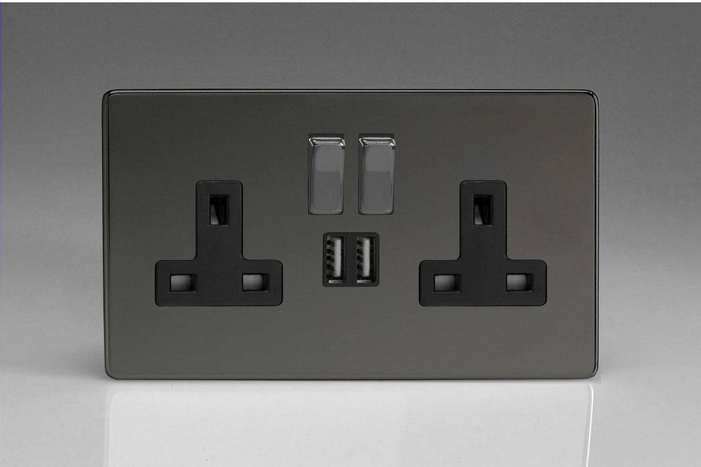 Varilight Screwless Iridium Double USB Socket XDI5U2SBS - The Switch Depot