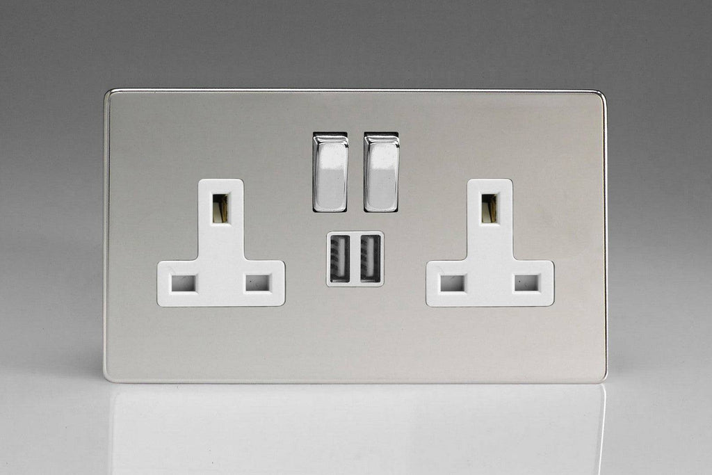 Varilight Screwless Polished Chrome Double USB Socket XDC5U2SWS - The Switch Depot