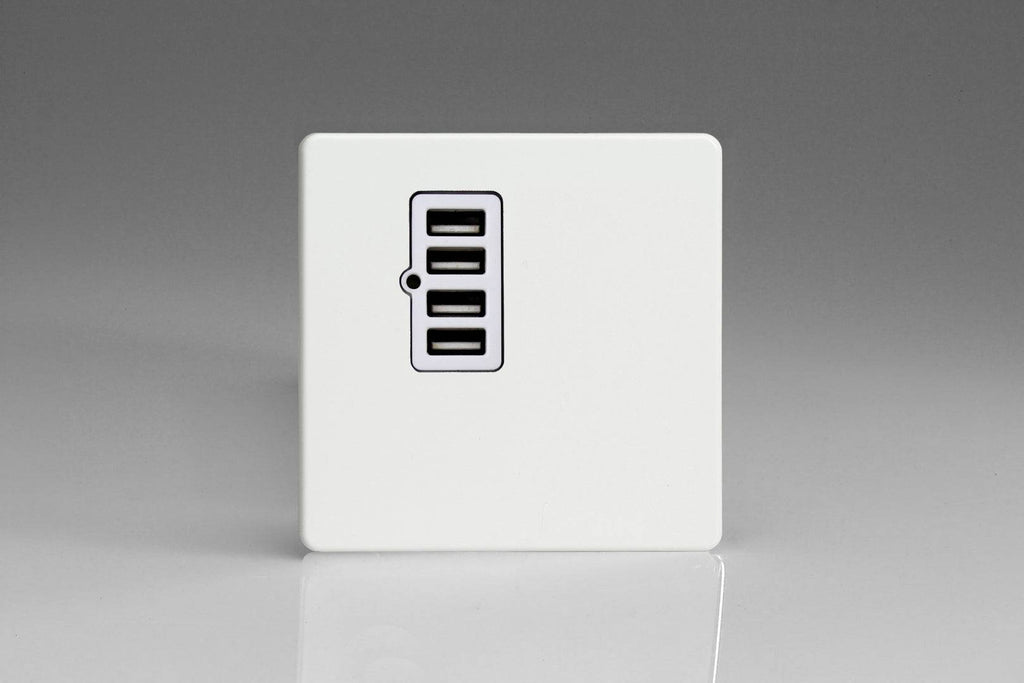 Varilight Screwless White Quadruple USB Charger XDQU4WS - The Switch Depot